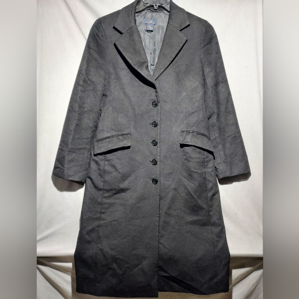 Brooks Brothers 346 Wool Cashmere Button-up Black Overcoat‎ Womens Size 10